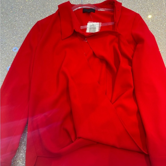 Intermix Red Lilianna LS Blouse NWT - Picture 2 of 4